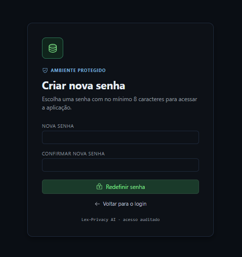 Tela para criar e confirmar uma nova senha