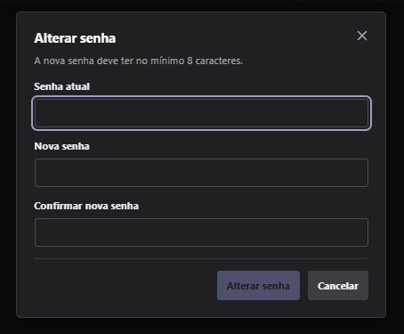 Tela Meu Perfil com mensagem de alteração de senha realizada com sucesso